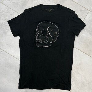 John Varvatos Black Skull Embroidered T-Shirt